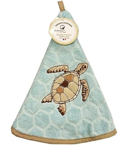 Essuie-Main Rond En Coton Éponge - Brodé Arbre De Vie 70x35cm