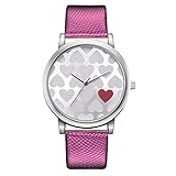 Armbanduhren Mode-Accessoires, Frauen Liebe Herz Quarz Analog Zahlen Kostenlose Runde Zifferblatt Business Armbanduhr - Rose Red