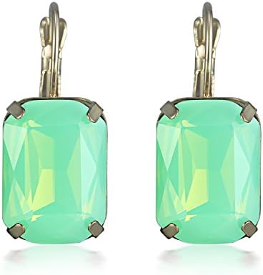 eManco “Sweet Candy” Copper Leverback &amp; Drop Crystal Earrings for Women Jewellery with Gift Box 20 Colors