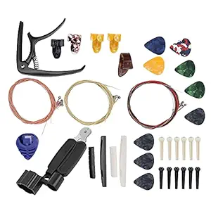 Guitar Accessories Kit, Anti-Rust Durable Guitar Playing Tool Guitar Strings Accessory Kit for Ukulele for Acoustic Guitar for Folk Guitar