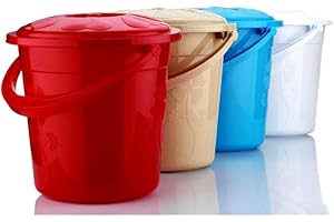 BEST HOUSE ANOTHER FINE PRODUCT Best House | Plastic Bucket with Lid Handle | 5 Litres | 2 Pcs | Household Bucket | Storage Buckets Bin Container, Multipurpose Use for Home, Garden and Workshops (Grey, Pack of 2)