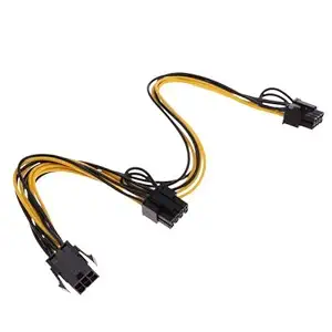 Hidelliya PCIE 6 PIN to Dual 8 (6+2) PIN Video Card Y-Splitter Adapter Power Supply Cable