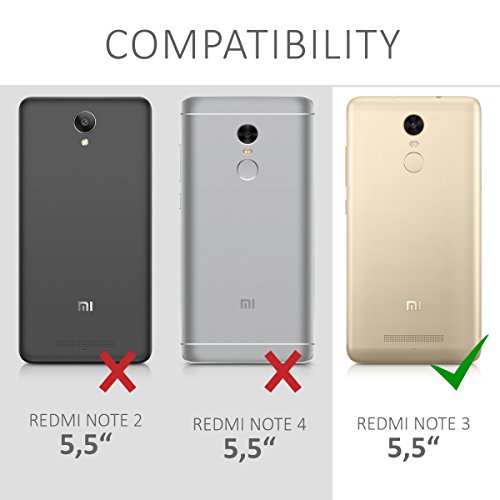 kwmobile Funda para Xiaomi Redmi Note 3 - Flip cover Case para m  vil en cuero sint  tico - Estilo libro plegable en negro