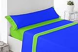 (150 Azul/Verde) BONELLA* JUEGO SÁBANAS DE VERANO LISAS (3 PIEZAS) MICROFIBRA, 2 COLORES, TACTO SUAVE, MUY LIGERAS, 1 FUNDA ALMOHADA, 1 BAJERA ELÁSTICA Y 1 ENCIMERA, PARA CAMA DE HASTA 200 CM DE LARGO ((150_x_200_cm CAMA 2 PLAZAS GRANDE), AZUL CON VERDE)