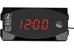 ASUDARO CC ​6 V-30 V Reloj Digital 3 En 1, Termómetro Voltímetro Pantalla Universal Grande Digital Reloj Led Probador Impermeable A Prueba De Polvo Pantalla Digital IP67 Para Coche De Motocicleta De 12 V