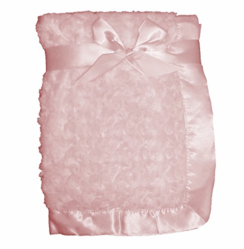 Supersoft Pink Luxurious Swirl Plush Satin Edged Baby Pram/Crib Blanket - Suitable For Baby Girl - Lovely Cute Gift!