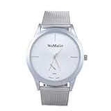 Edited Männer und Frauen Fashion Simple Steel Band Zeiger Uhr Große Zifferblatt Casual Uhr Armbanduhr Analog Quarz Armbanduhr, Einstellbar Uhrenband, Geschenke Für Liebe (Silber)