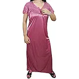 Indiatrendzs Women Satin Sexy Peach Hot Nightwear 2pc Nighty Set With Free Size Overcoat