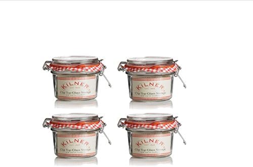 4 x Kilner Traditional 0.125 Litre Airtight Clip Top Preserve Glass Storage Jars