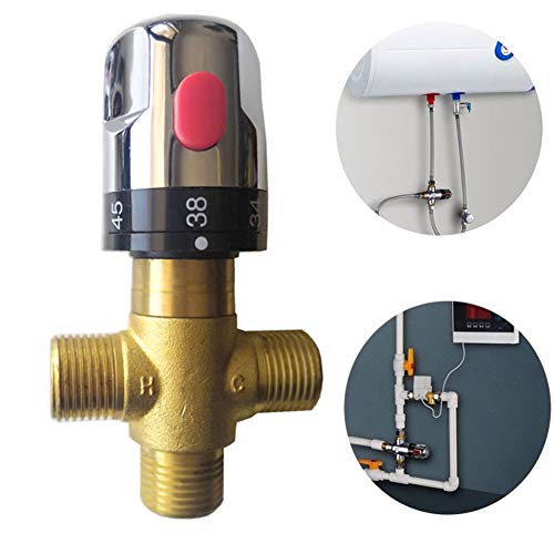Preisvergleich Produktbild Massives Messing G1 / 2 Thermostatarmatur 3-Fach für Solardusche System Wassertemperaturregelung verchromt, Wie abgebildet, 15 mm