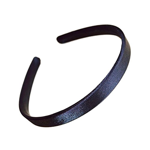 1.5cm (0.6") Wide Navy Blue Satin Covered Alice Hair Band Headband