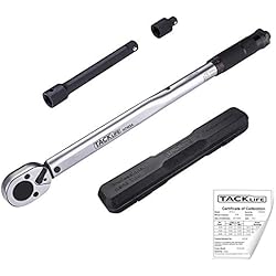 1/2" Clé Dynamométrique - Tacklife HTW2A, 13,6-203,5 Nm, Longueur de 46.5cm, avec Certification de Précision ± 4%, Convertisseur de Couple, Barre d'extension à Douille en Coffret