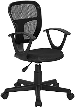 Home Office Fabric Task Computer Chair Mid Back Swivel Adjustable Height Desk Chair, Black