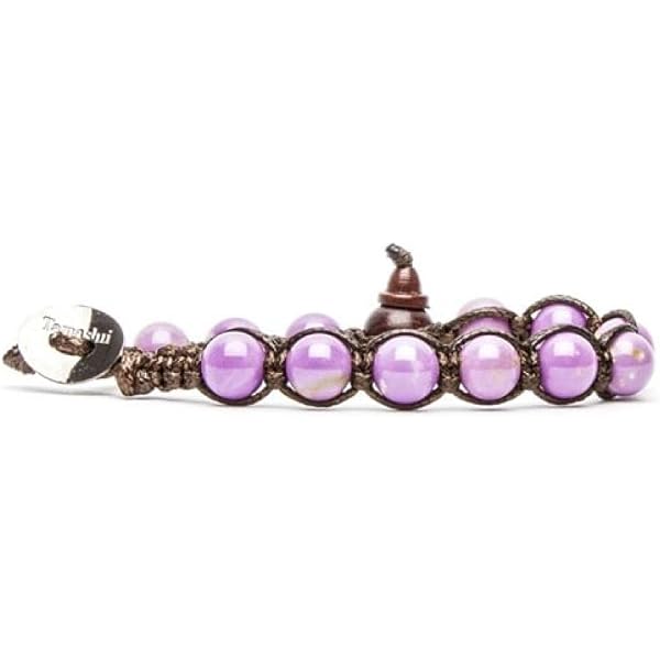Tamashii Bracciale Unisex In Legno E Agata Viola - Modello Classic BHS900-85 - Regolabile 16-23 Cm