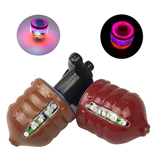 MeetUs Paquete de 2 Gyro Magic Spinning Top con Coloridas Luces LED Intermitentes y música para niños, niñas, Mejores Regalos de cumpleaños de Navidad