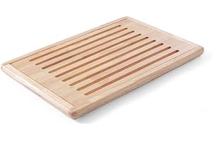 Tagliere per pane APS "Rubberwood", tagliere, tavola di legno, tagliere per pane con vassoio raccoglibriciole rimovibile, quattro piedi antiscivolo, 32 x 47,5 cm, altezza 2 cm, marrone