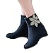 Produktbild Tianwlio Frauen Herbst Winter Stiefel Schuhe Stiefeletten Boots Frauen Volltonfarbe Keil Reißverschluss Flock Stiefel Blume Schnee Stiefel Runde Schuhe Blau 40