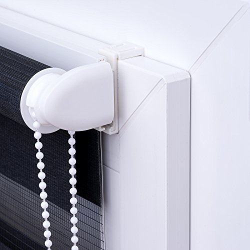 Doppelrollo verspannt anthrazit / Duorollo Rollo Klemmfix inkl Klemmträger: 40×150 (Gesamtbreite X Höhe in cm) / weitere Größen: 40 / 50 / 60 / 70 / 80 / 90 / 100 / 110 x 150 oder 210 cm - 4