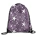 Produktbild DHNKW Gym Drawstring Bags Stars Surface Purple Draw Rope Shopping Travel Backpack Tote Student Camping