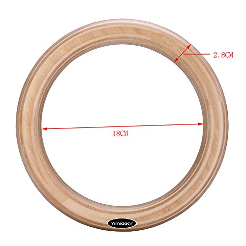 Yimidear Holz Gym Turnringe Übung Fitness Gymnastikringe Wooden Gymnastic Rings Crossfit Gym For Upper Body Strength Fitness And Bodyweight Excercise Suspension Training - 5