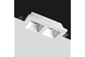 Eurekaled - Portafaretto in Gesso CERAMICO Rettangolo doppio da Incasso per Controsoffitti con alette regolabili cod. D649