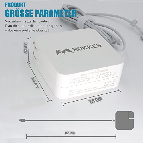 Macbook Air Netzteil Ladeger  t Adapter - ROKKES 60W Magsafe L-Tipp f  r Apple Old MAC Netzteil MacBook Pro   Air 11 13 3   Netzteil Kompatibel mit La