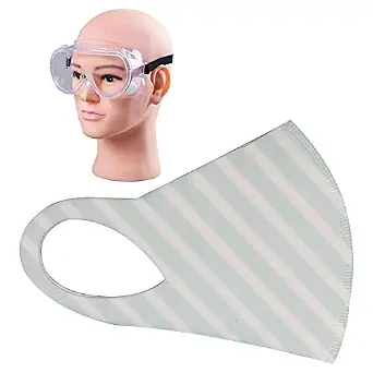 Casago Combo of 1 Piece Goggle & ORFRM04 Reusable Female Face Mask for Girls & Women Multilayer Washable Stretchable Breathable Protective Nose Mouth Cover (6 Pcs)