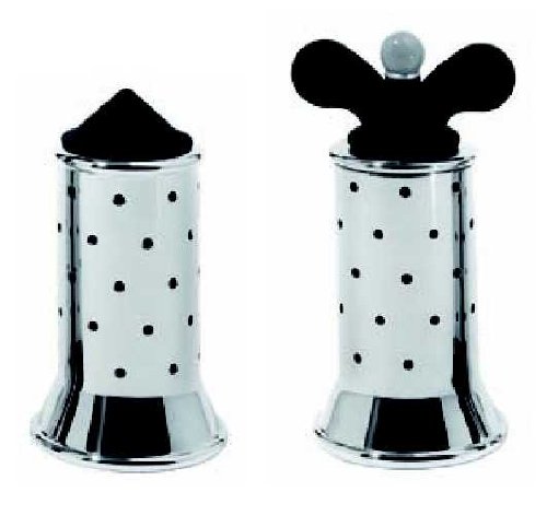 Alessi Salzstreuer aus Edelstahl mit Deckel und Verschluss aus PA, schwarz - 2