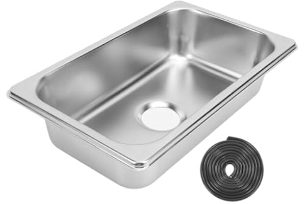 Diskbänk i Rostfritt Stål, Utanpåliggande Diskho, Rektangulär Diskbänk med 40 Mm Avloppsutlopp för Båtar, Husvagnar, Yachter