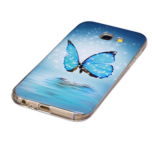 Galaxy A3 2017 Handyhülle,Samsung Galaxy A3 2017 Hülle,JAWSEU Ultradünne Weiche Flexible Night Luminous Schmetterling Muster Blau Rückseite Schutzhülle Tasche Leuchtende Nacht-Abdeckung TPU Silikon Bumper Etui Hülle Case Cover für Samsung Galaxy A3 2017+1xSchwarz Glitzer Bling Eingabestift-Schmetterling,Blau - 3