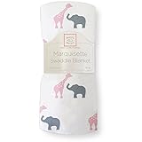SwaddleDesigns Marquisette Swaddling Blanket, Safari Fun (Pink)