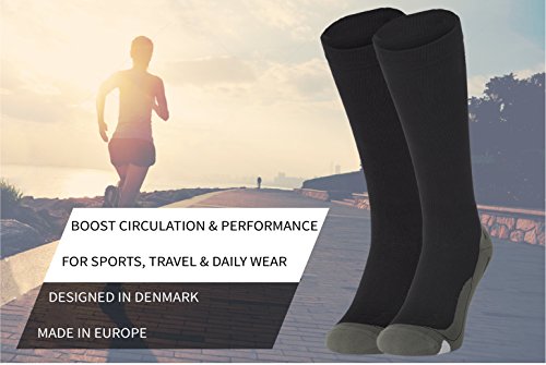 Kompressionsstrümpfe von DANISH ENDURANCE // Abgestufte Kompressionstrümpfe für Männer & Frauen // Steigerung der Leistung, Schnelle Erholung, Bessere Blutzirkulation // Für alle Sportarten, Flugreisen, Krankenschwestern, Medizinische Zwecke // 1 Paar - 2