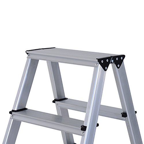 Homcom® Trittleiter Aluleiter Stehleiter Klapptritt Doppelleiter Haushaltsleiter Leiter Stufenleiter 3 – 5 Stufen ( 5 Stufen) - 8