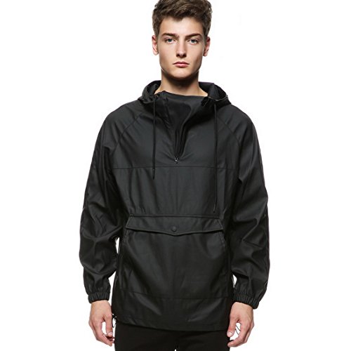 Preisvergleich Produktbild Vertvie Herren Jacke Dünn Windbreaker Übergangsjacke Pullover Langarm Sportswear Laufjacke mit Kapuze Schwarz
