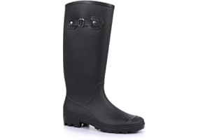 Pavers Men's Waterproof Wellington Boots - Comfortable Fit Cosy Wellies - Knee-High Casual Wear Shoes - Faux Fur Lined Classic Warm Footwear