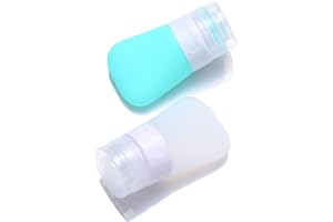 LUFEVRM Set of 2 Silicone Travel Bottles 38 ml/60 ml/90 ml Leak-Proof Refillable Squeezable Containers with Transparent Carry Bag, Small Empty Mini Travel Bottles for Shampoo, Conditioner, Lotion,