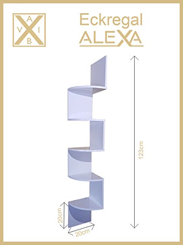 Hochglanz Eckregal Alexa (Hochglanz Weiß)