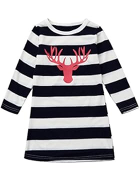 Amlaiworld Baby Mädchen langarm Elch drucken t shirt kleider Kleinkind Weihnachten warm Niedlich kleidung,1-6...