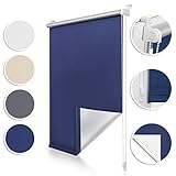 Lieferumfang: 1 x Thermo-Rollo mit Klemmfix-Montage in Blau - Größe: 90 x 150 cm von Roomy