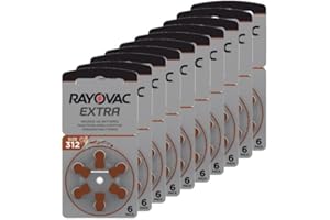 AUDIQUE Rayovac Extra Hearing Aid Batteries | Size 312 | Box of 60 Batteries - Compatible with All Hearing Aids That use Size 312 Batteries