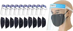 Toys Bhoomi Face Protection Full Cover 10Pcs Faceshield with 10pcs Reusable Face mask for Adults Riders