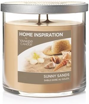 Home Inspiration by Yankee Candle home fragrance aromatherapy luxury scented perfumed Candle Glass Jar with Lid - Approx. burn time 40 hours - 2 wicks (Sunny Sands)