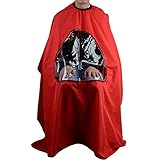MagiDeal Salon Hair Cutting Cape Hairdressing Gown with Viewing Window - Red