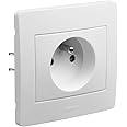 DEBFLEX - DIAM2 - Electrical Socket 2P+T - 16A Full Wall Socket with Child Safety - Recessed Installation - White - 85 x 82 x 42 mm
