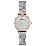 Emporio Armani AR2067 Uhr Damenuhr Edelstahl vergoldet 3 bar Analog Silber