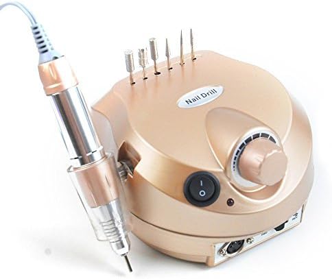 Nail Drill Machine Professional Electric Nail Art Drill File Bits Manicure Pedicure Machine Kit 35000 RPM t for Acrylic Gel Natural Nails Manicure Pedicure, Golden