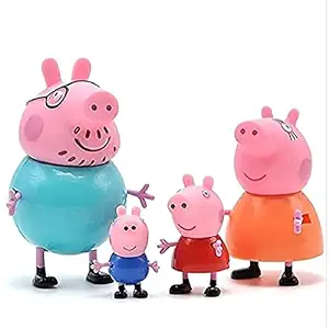 cartpanda Peppa Family Set of 4, Best Gift Toy for Kids Peppa Pig, George, Daddy Pig, Mommy Pig Pretend Play Set for Kids