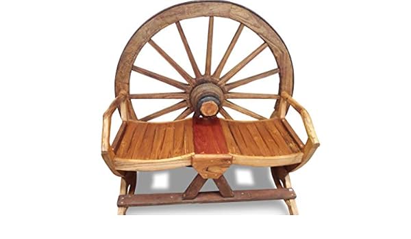 Wagenrad Gartenbank 120cm 2 Sitzer Aus Massivem Teak Holz Im Western Look Massivholz Garten Bank Fur Terrasse Patio Wintergarten Oder Garten Amazon De Kuche Haushalt