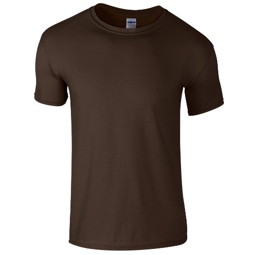 Gildan - Suave básica camiseta de manga corta para hombre - 100% algodón gordo (Grande (L)/Marrón chocolate)