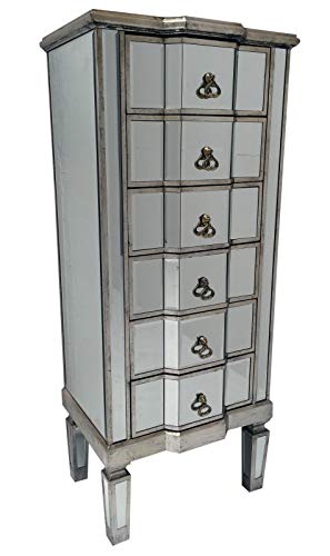 Interiors In VogueInteriors In Vogue Tall Venetian Mirrored Chest Of 6 Drawers Bedroom Furniture Retro Glass Storage